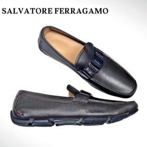 Salvatore Ferragamo Men's Brown Square Toe Slip On Penny Dress Loafer Size 9.5